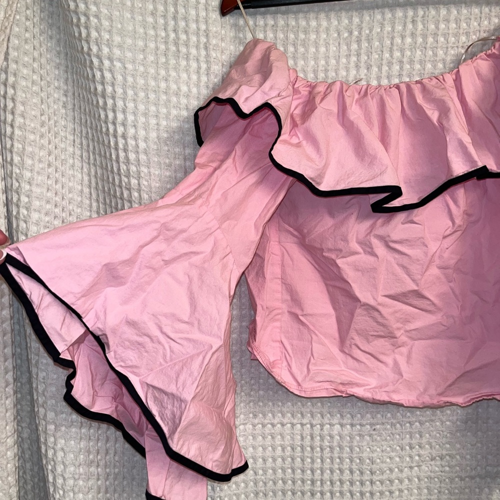 Pink Off-Shoulder Ruffle Top - Picture 2 of 4